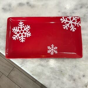 Vintage Ceramic Snowflake Christmas Holiday Serving platter